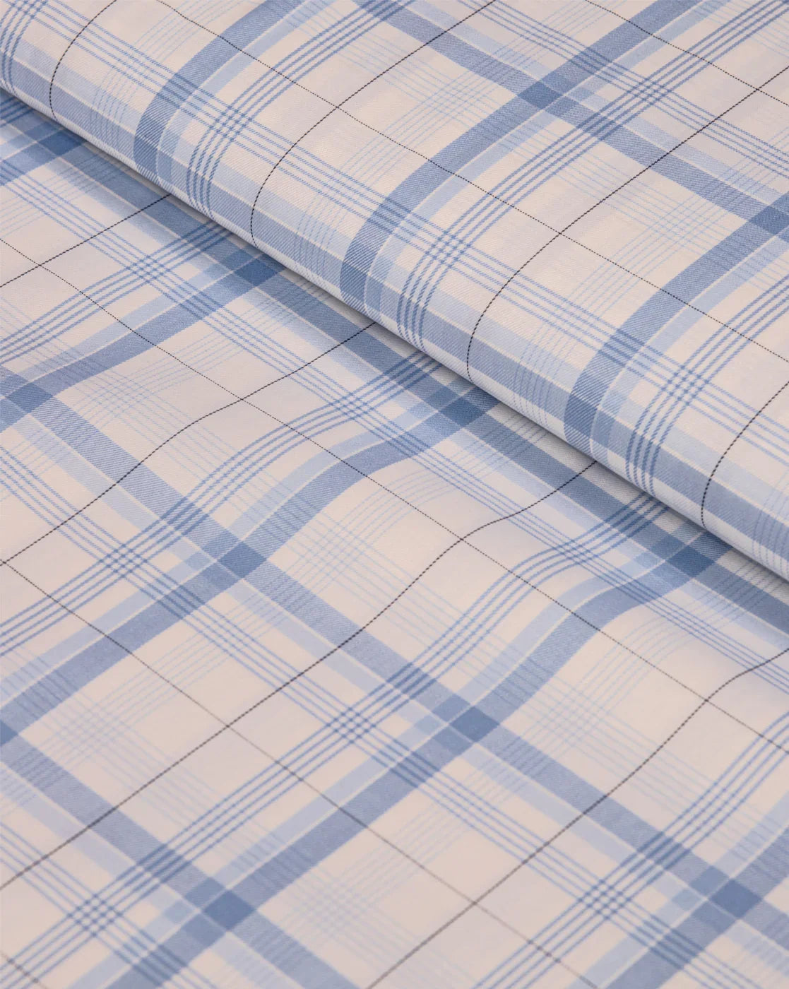 Blue Grid Checks by D&J ELITUS (Unstitched Shirting Fabric) - Detailory