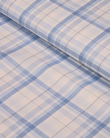 Blue Grid Checks by D&J ELITUS (Unstitched Shirting Fabric) - Detailory