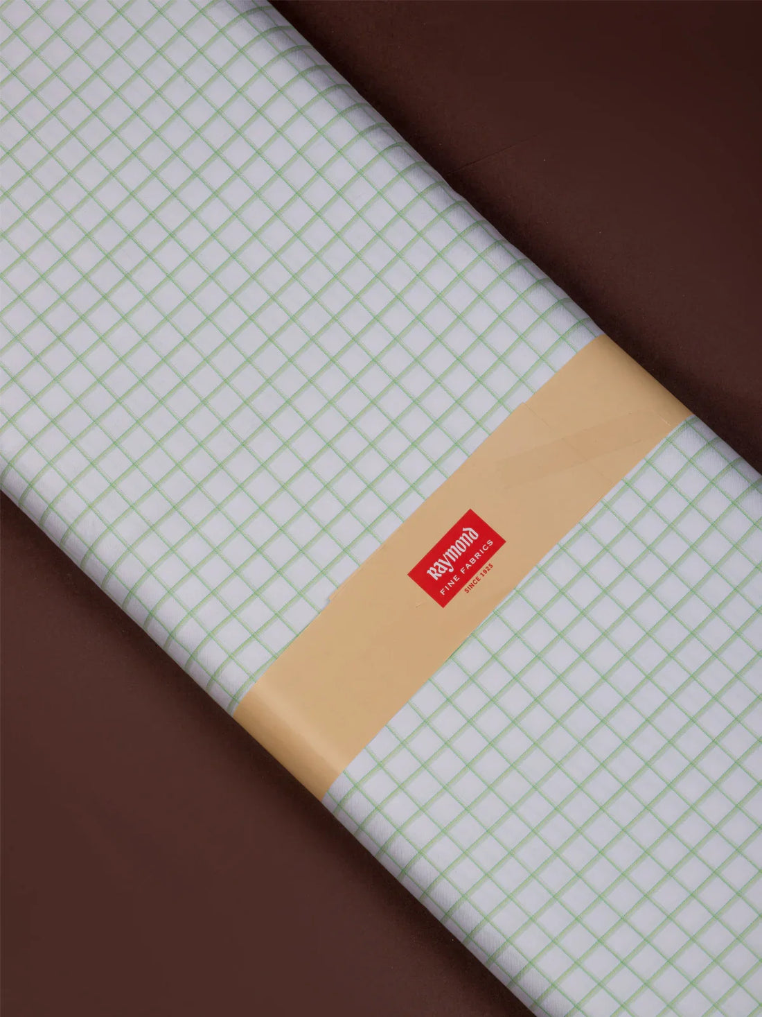 White with Pastel Green Checks by Raymond (Unstitched Shirting Fabric) - Detailory