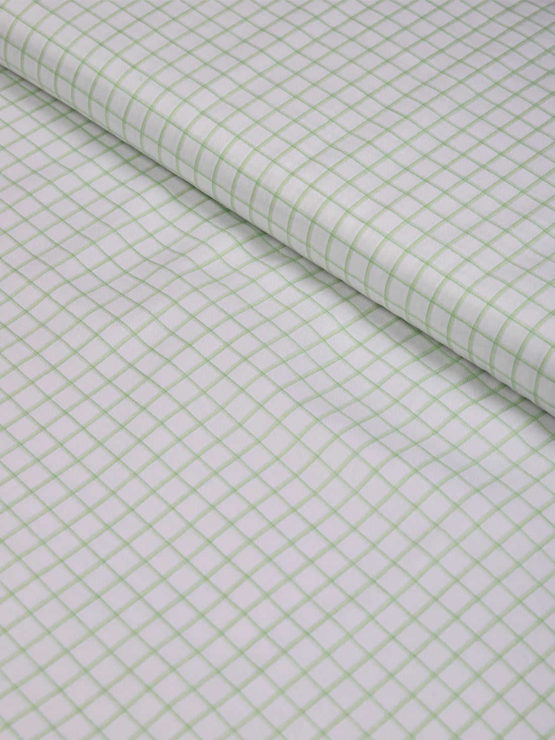 White with Pastel Green Checks by Raymond (Unstitched Shirting Fabric) - Detailory