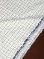 White with Pastel Green Checks by Raymond (Unstitched Shirting Fabric) - Detailory