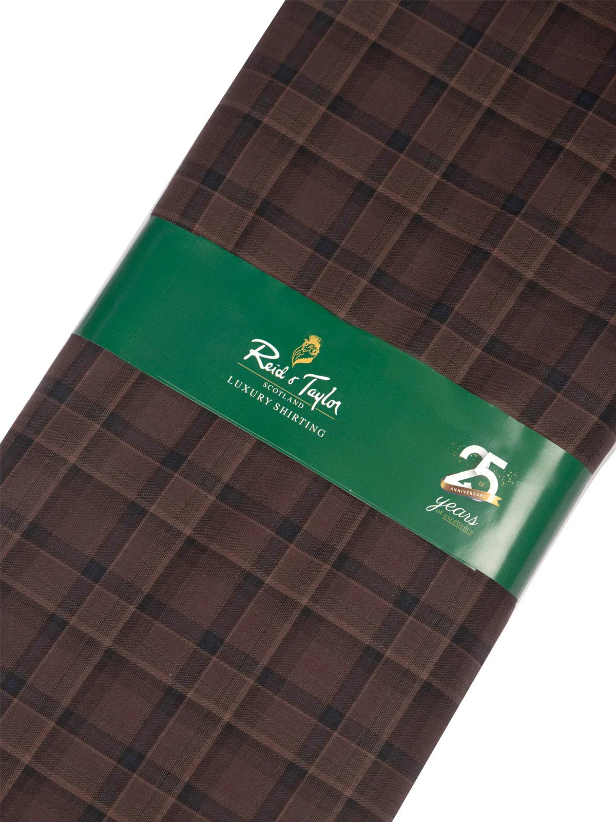 Mocha Grid by Reid & Taylor (Unstitched Shirting Fabric) - Detailory