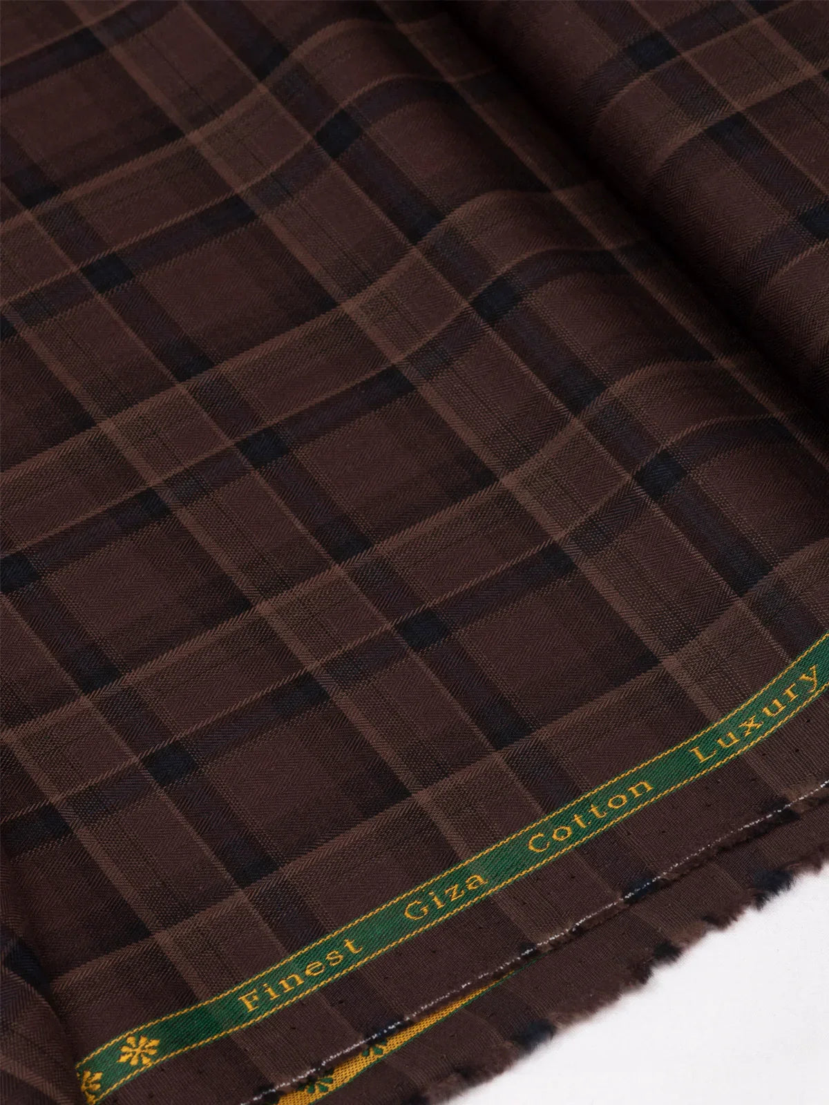 Mocha Grid by Reid & Taylor (Unstitched Shirting Fabric) - Detailory
