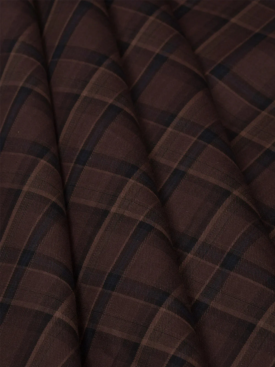 Mocha Grid by Reid & Taylor (Unstitched Shirting Fabric) - Detailory