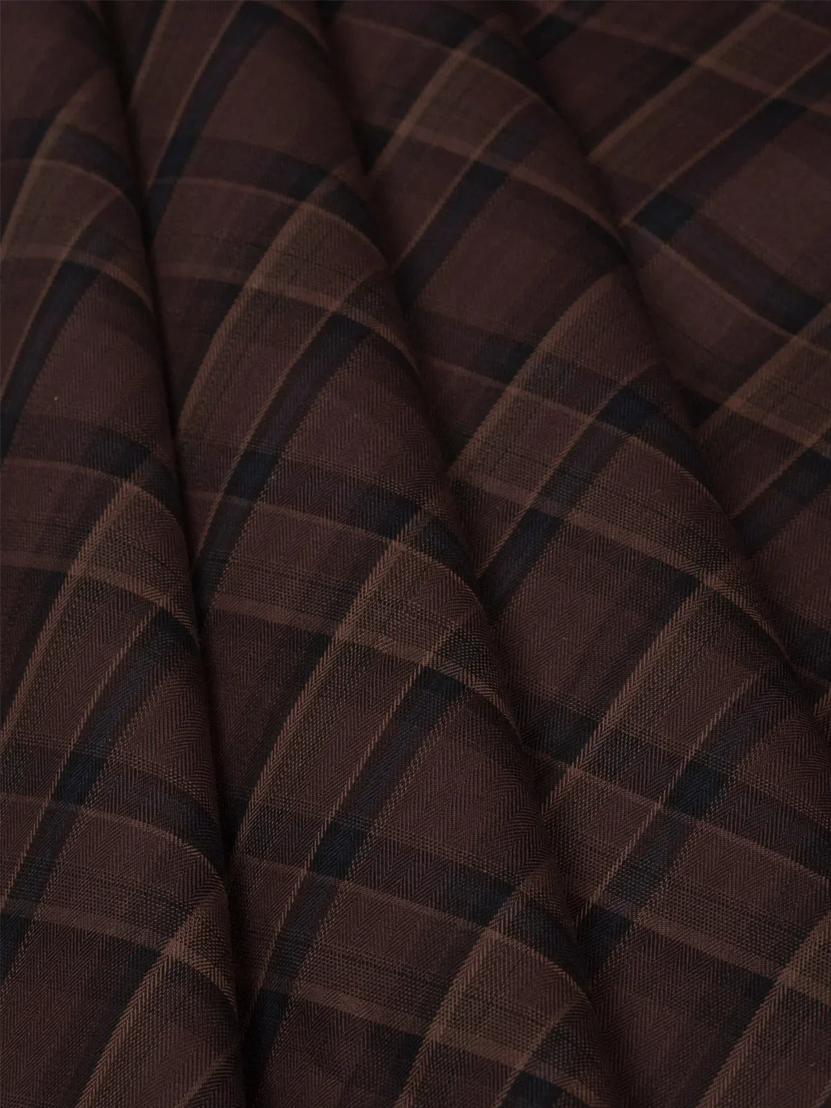 Mocha Grid by Reid & Taylor (Unstitched Shirting Fabric) - Detailory