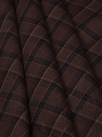Mocha Grid by Reid & Taylor (Unstitched Shirting Fabric) - Detailory