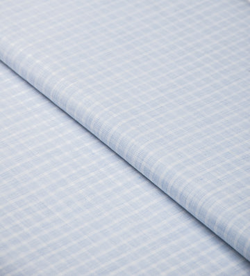 Glacier Blue Checks by Linen Club (Unstitched Shirting and Kurta Fabric)