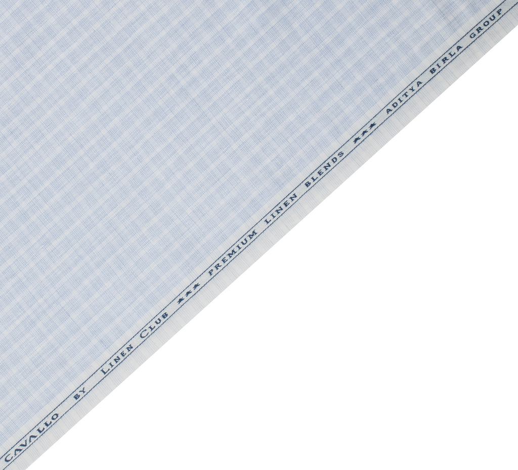 Glacier Blue Checks by Linen Club (Unstitched Shirting and Kurta Fabric)