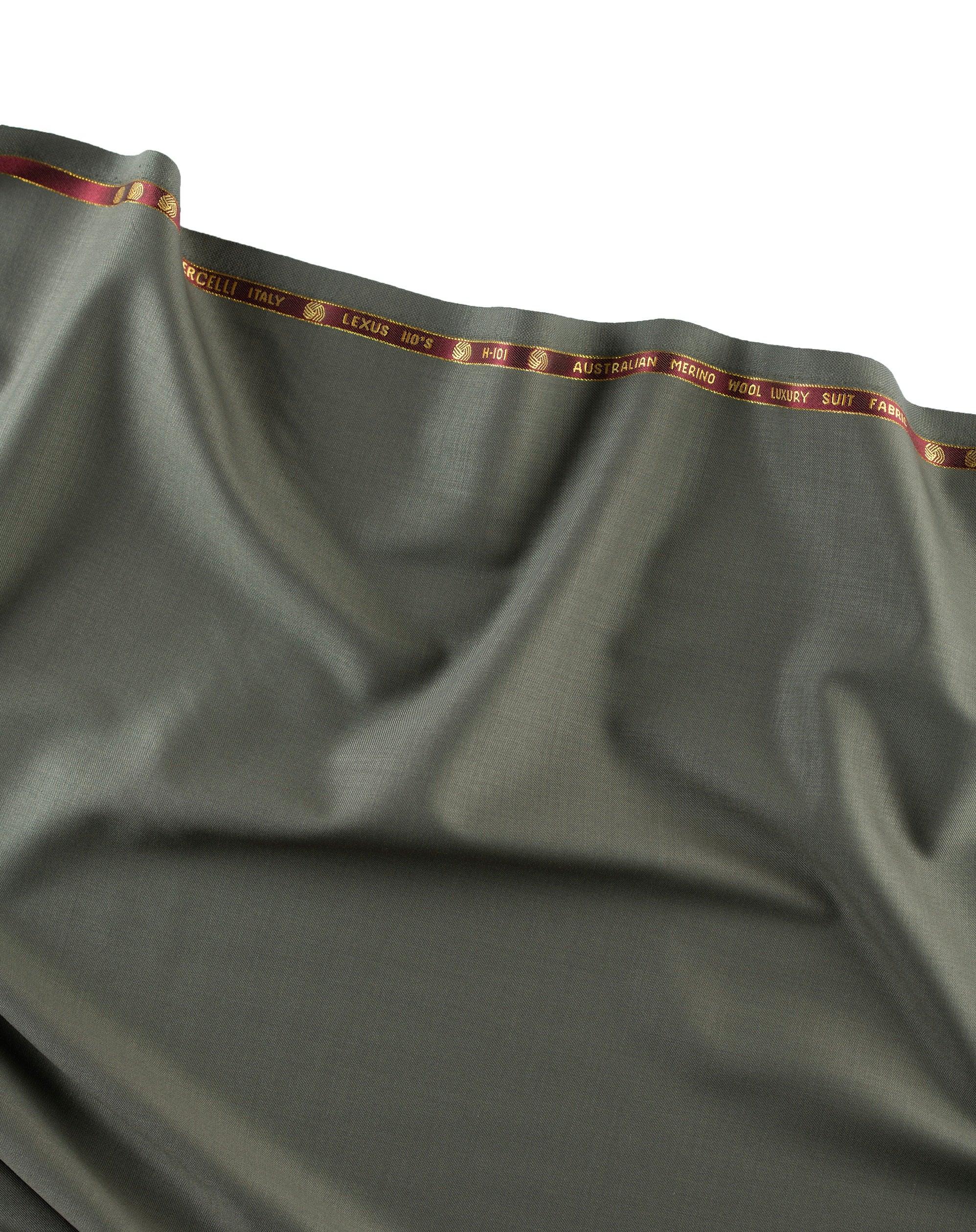 Moss green by Vercelli Italy (Unstitched Suiting Fabric)