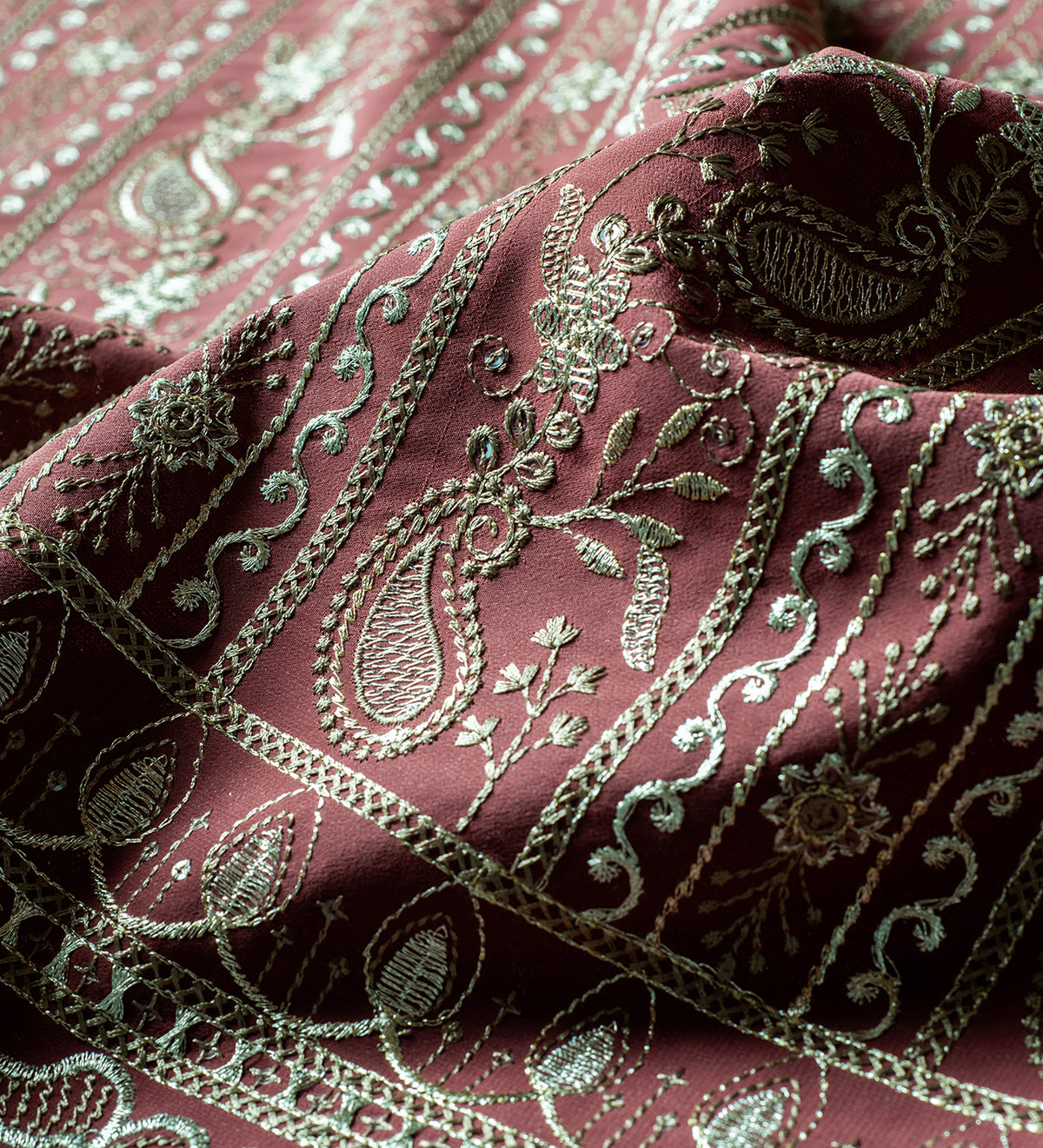 Royal Rose Brocade (Unstitched Ethnic Fabric)