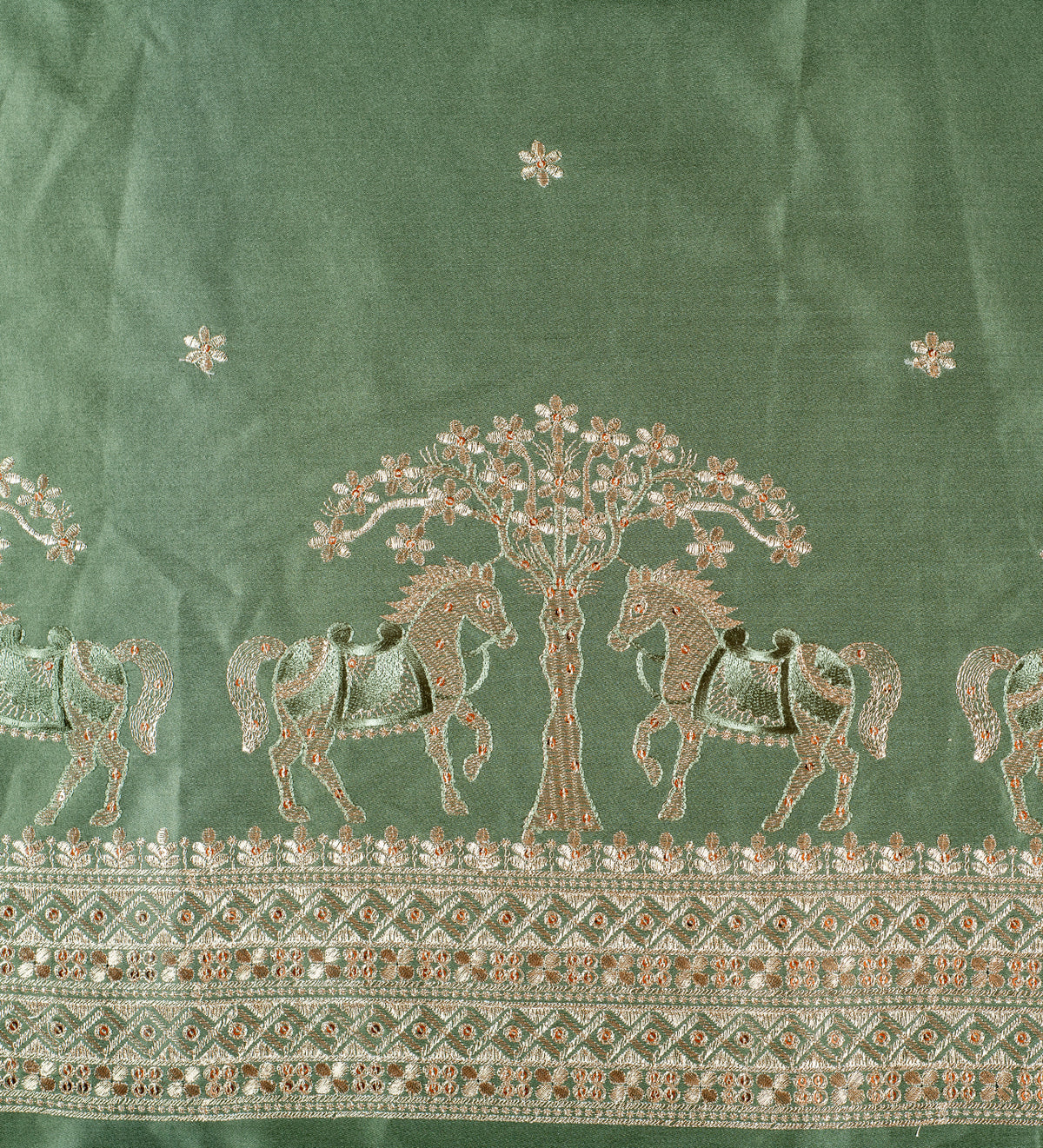 Emerald Maharaja Heritage Embroidery (Unstitched Ethnic Fabric)