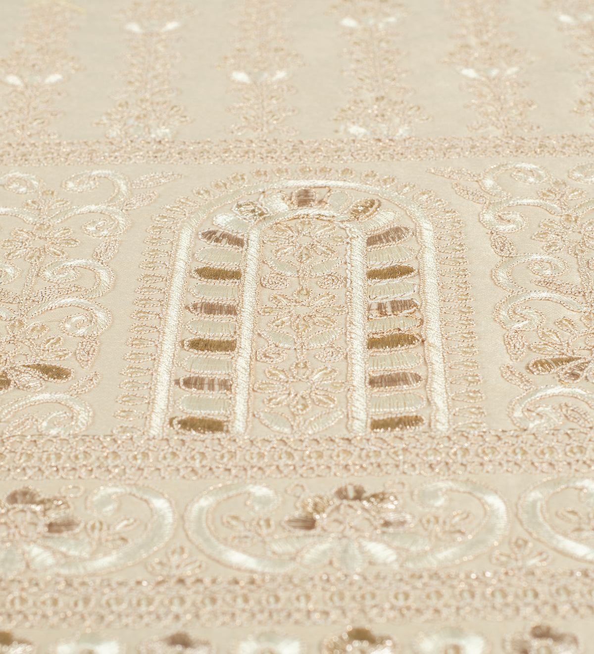 Royal Champagne Zari Embroidery (Unstitched Ethnic Fabric)