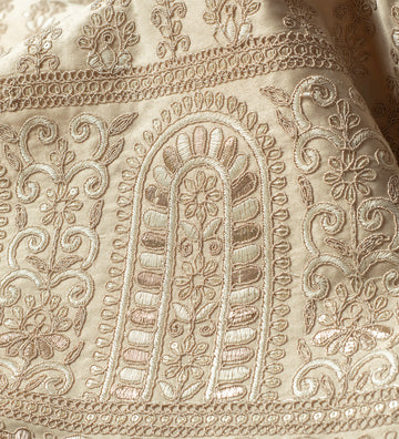 Royal Champagne Zari Embroidery (Unstitched Ethnic Fabric)