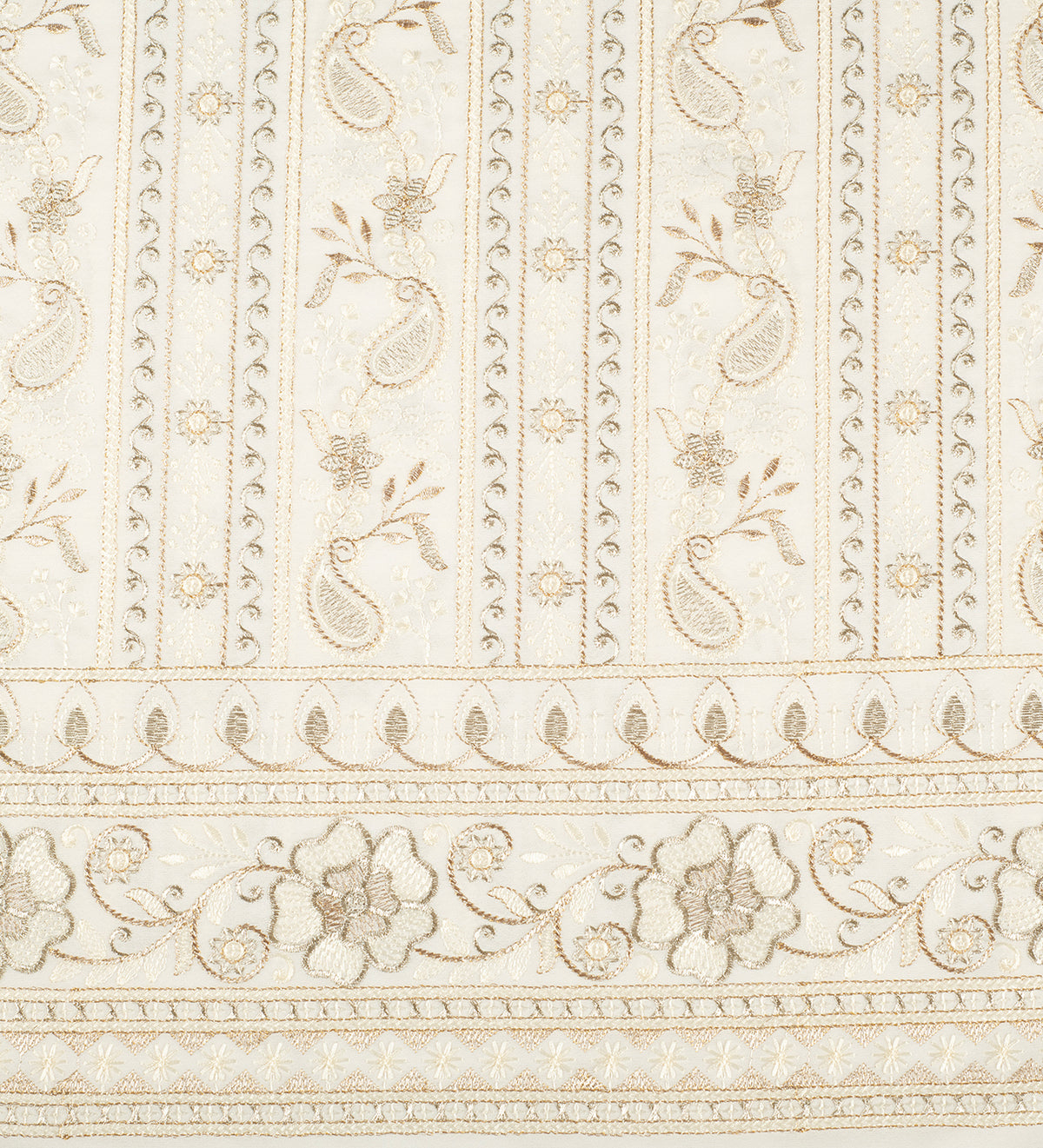 Royal Champagne Paisley Embroidery (Unstitched Ethnic Fabric)
