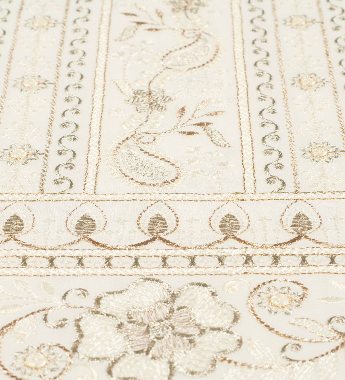 Royal Champagne Paisley Embroidery (Unstitched Ethnic Fabric)