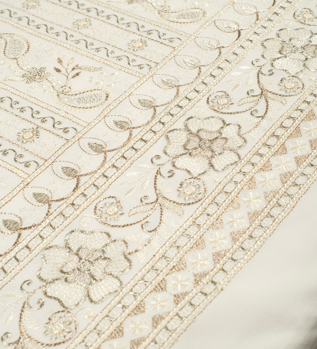 Royal Champagne Paisley Embroidery (Unstitched Ethnic Fabric)
