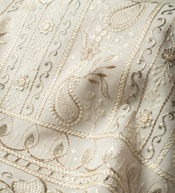Royal Champagne Paisley Embroidery (Unstitched Ethnic Fabric)