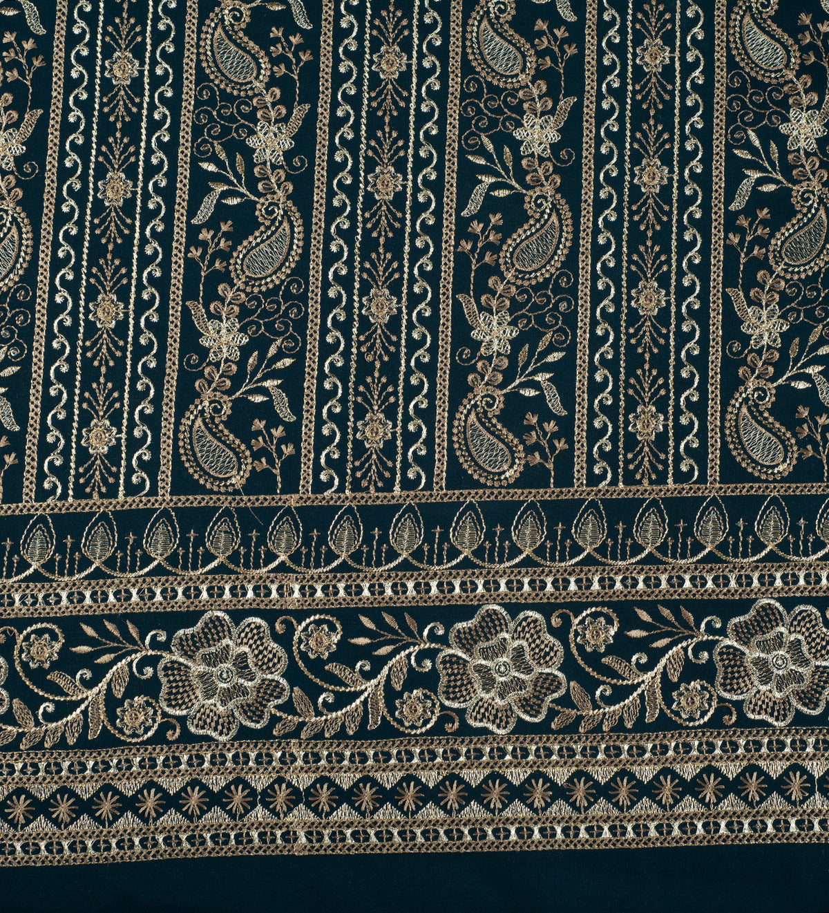 Midnight Royale Paisley Embroidery (Unstitched Ethnic Fabric)