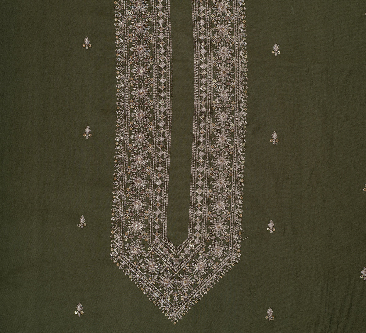 Olive Zari by B-Posh (Unstitched Ethnic Fabric) (SET)