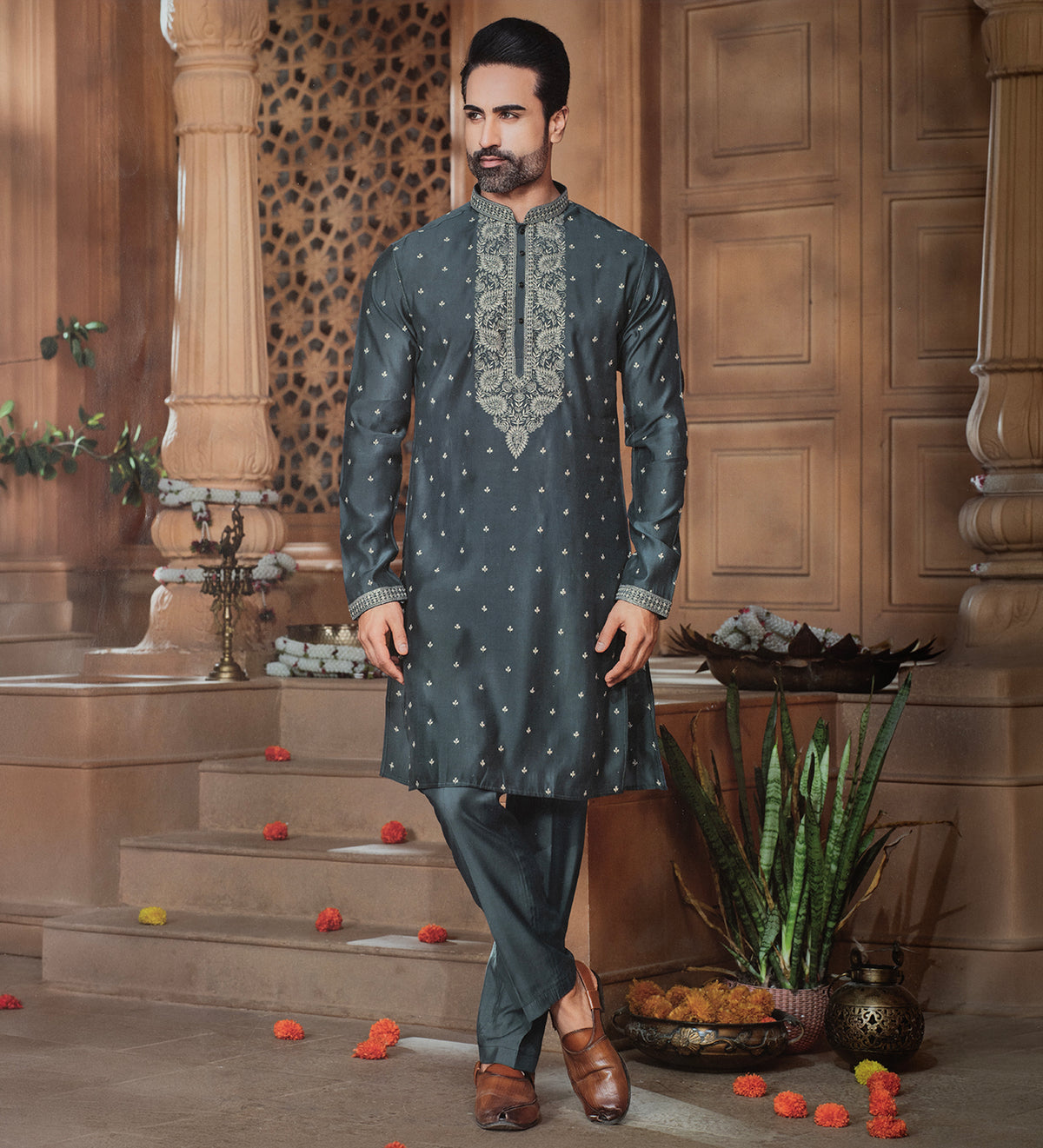 Azure Zari by B-Posh (Unstitched Ethnic Fabric) (SET)