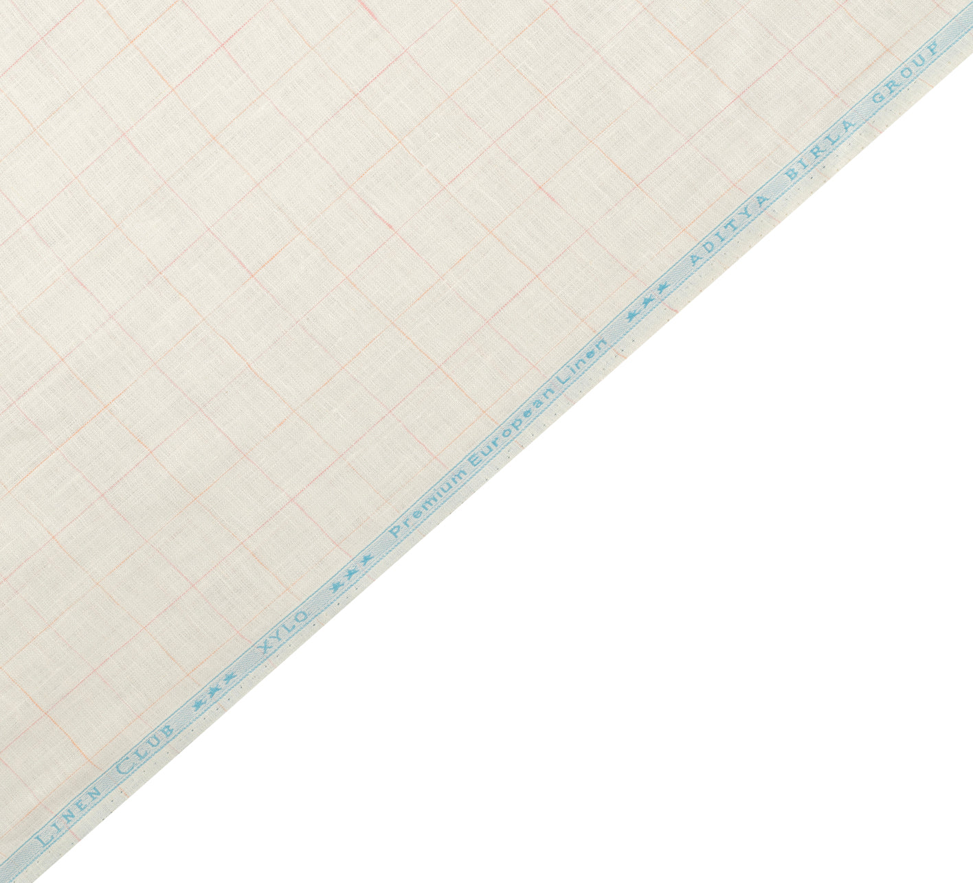 Apricot Windowpane by Linen Club (Unstitched Shirting and Kurta Fabric)
