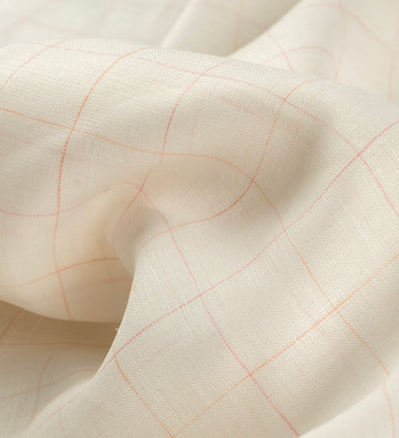 Apricot Windowpane by Linen Club (Unstitched Shirting and Kurta Fabric)