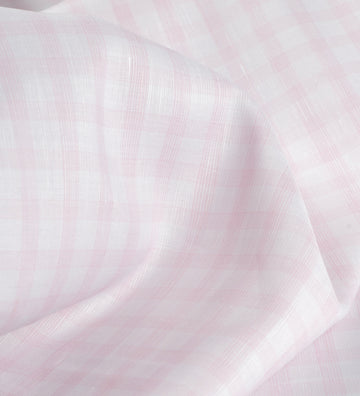 Pink Check by Linen Club (Unstitched Shirting and Kurta Fabric)