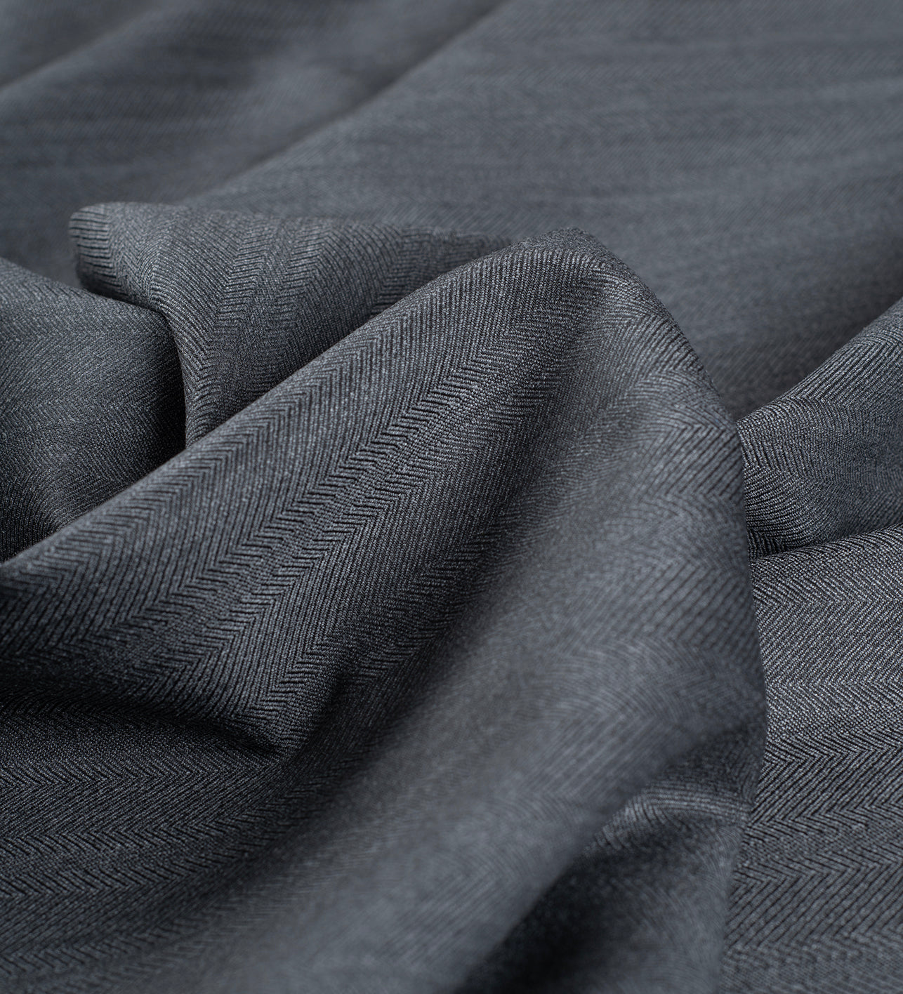Graphite Herringbone by Roger La Viale (Unstitched Suiting Fabric)