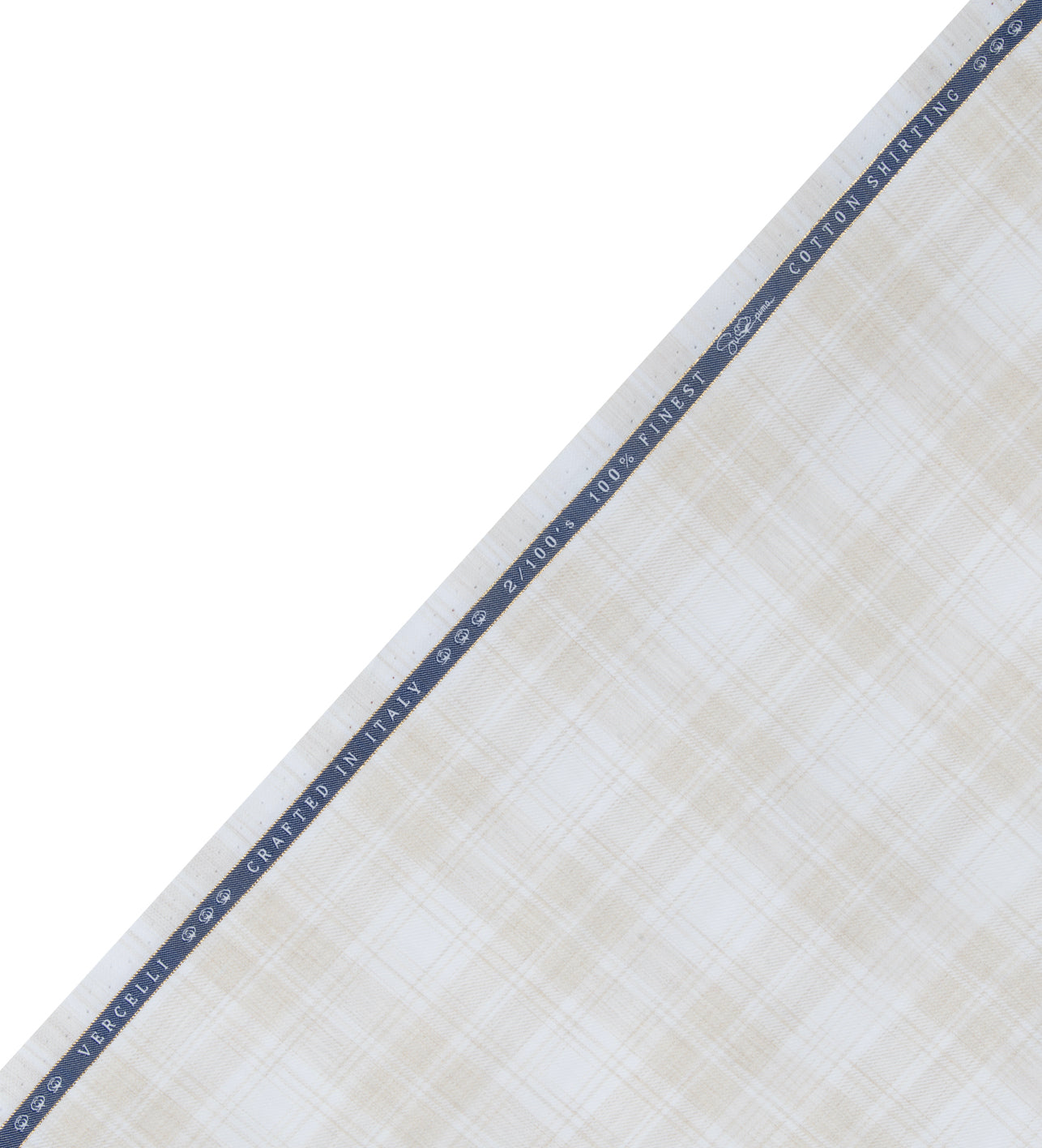 Ivory Tartan by Vercelli Italy (Unstitched Shirting Fabric)