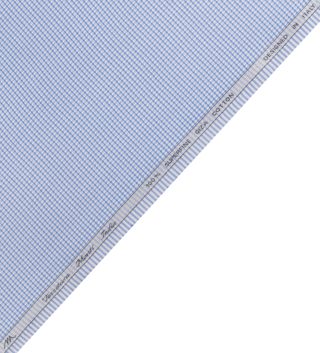 Blue Micro Gingham by Tessitura Monti (Unstitched Shirting Fabric)