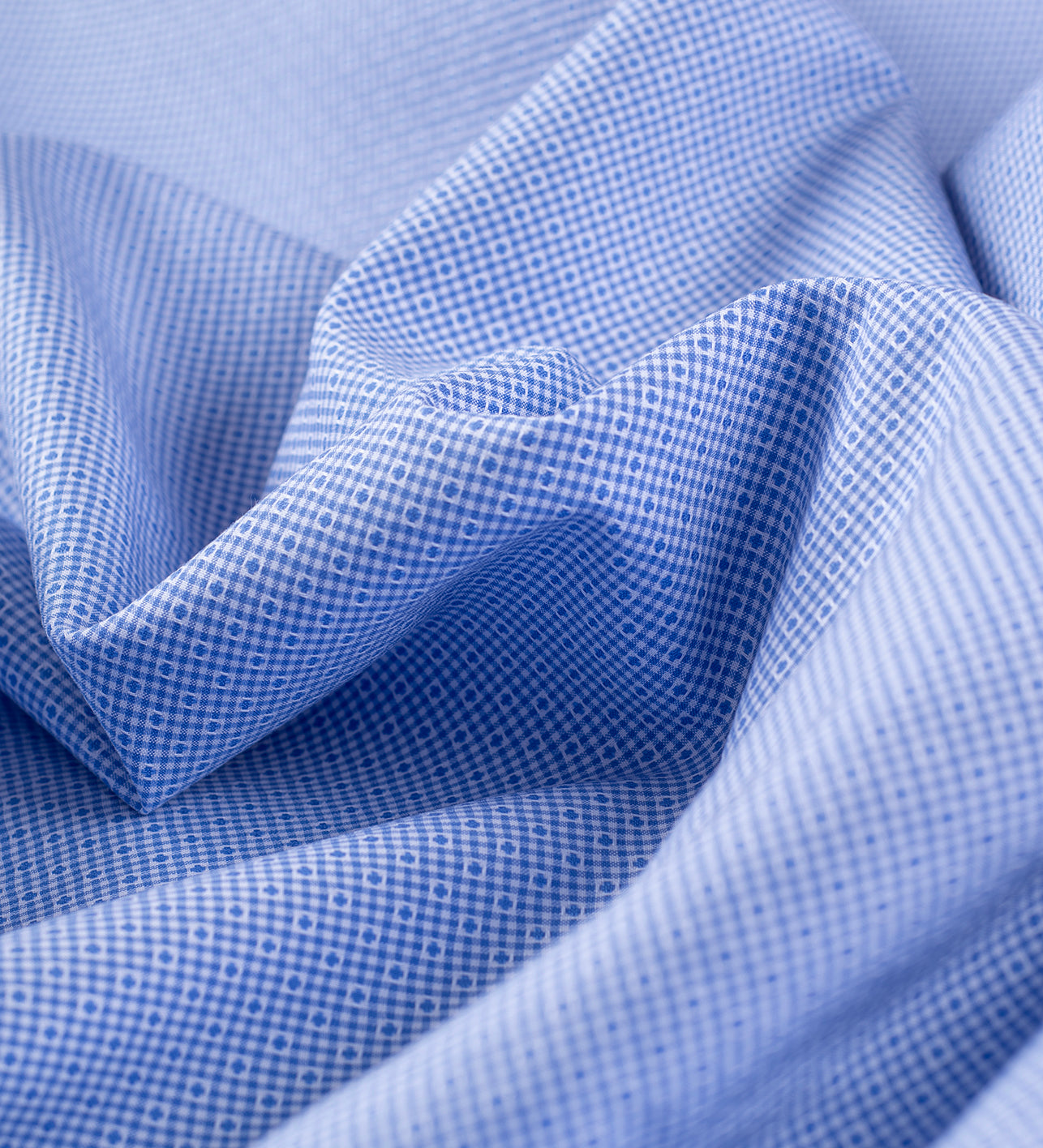 Azzurro Vento Microgrid (Unstitched Shirting Fabric)