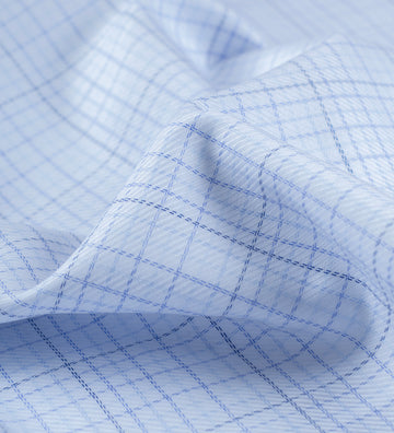Blue Crest Windowpane (Unstitched Shirting Fabric)