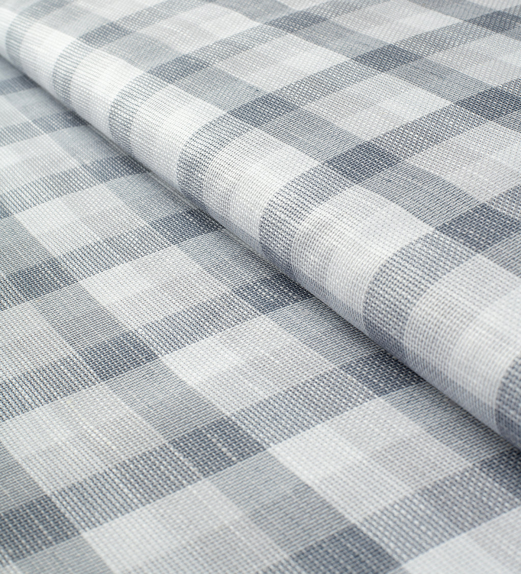 Glacier Grey Check Jute by Linen Club (Unstitched Shirting and Kurta Fabric)