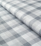 Glacier Grey Check Jute by Linen Club (Unstitched Shirting and Kurta Fabric)