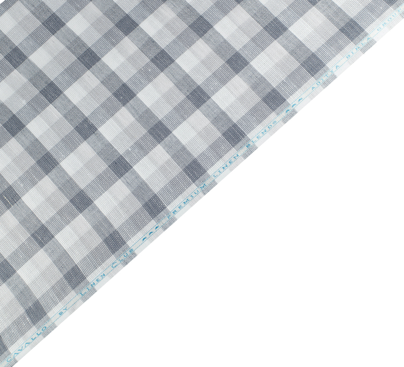 Glacier Grey Check Jute by Linen Club (Unstitched Shirting and Kurta Fabric)
