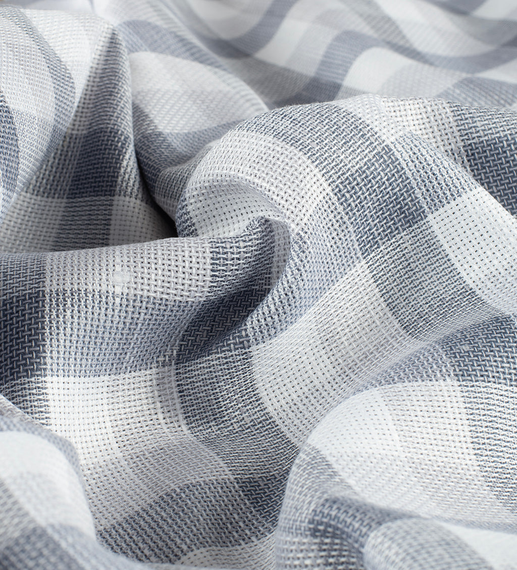 Glacier Grey Check Jute by Linen Club (Unstitched Shirting and Kurta Fabric)