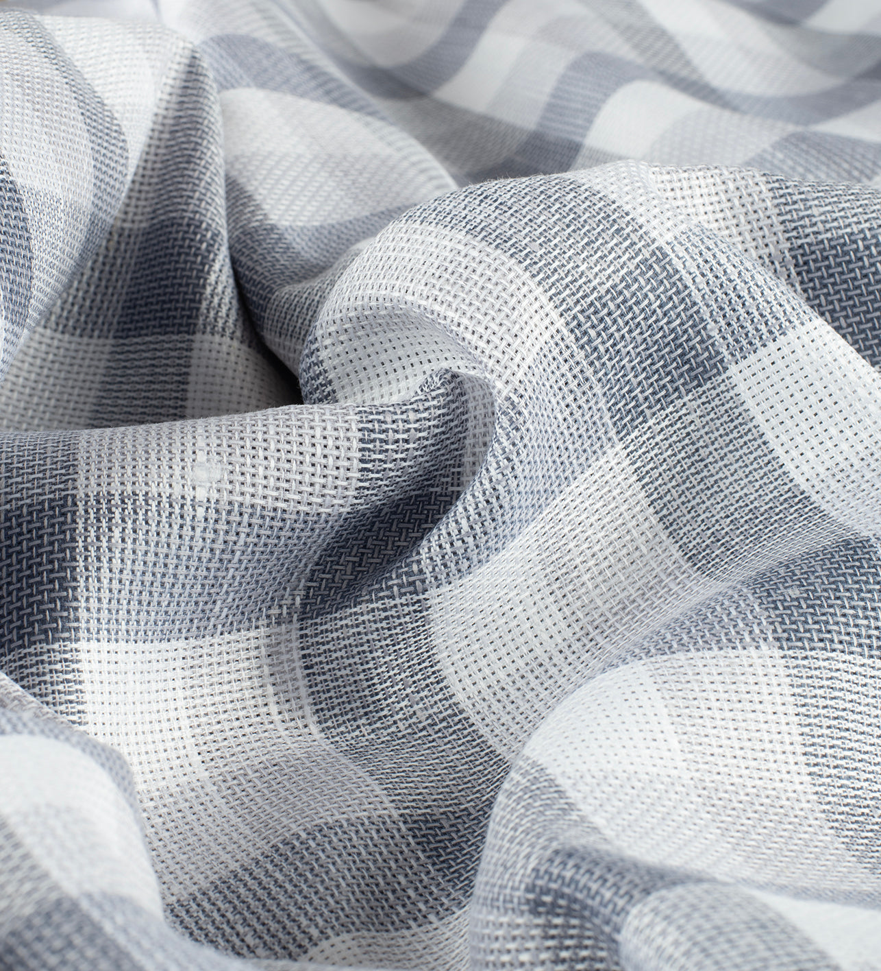 Glacier Grey Check Jute by Linen Club (Unstitched Shirting and Kurta Fabric)