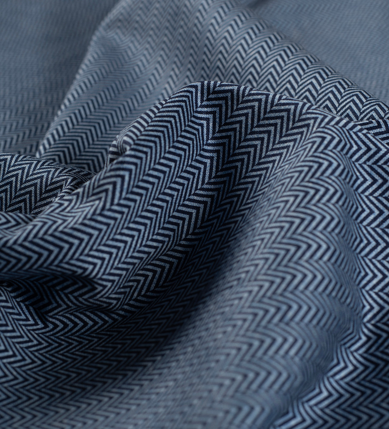 Navy Chevron (Unstitched Shirting Fabric)