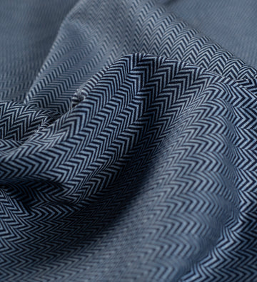 Navy Chevron (Unstitched Shirting Fabric)