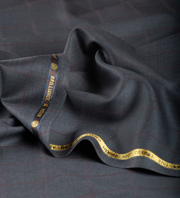 Carbonio Wine Check by Vercelli Italy (Unstitched Suiting Fabric)