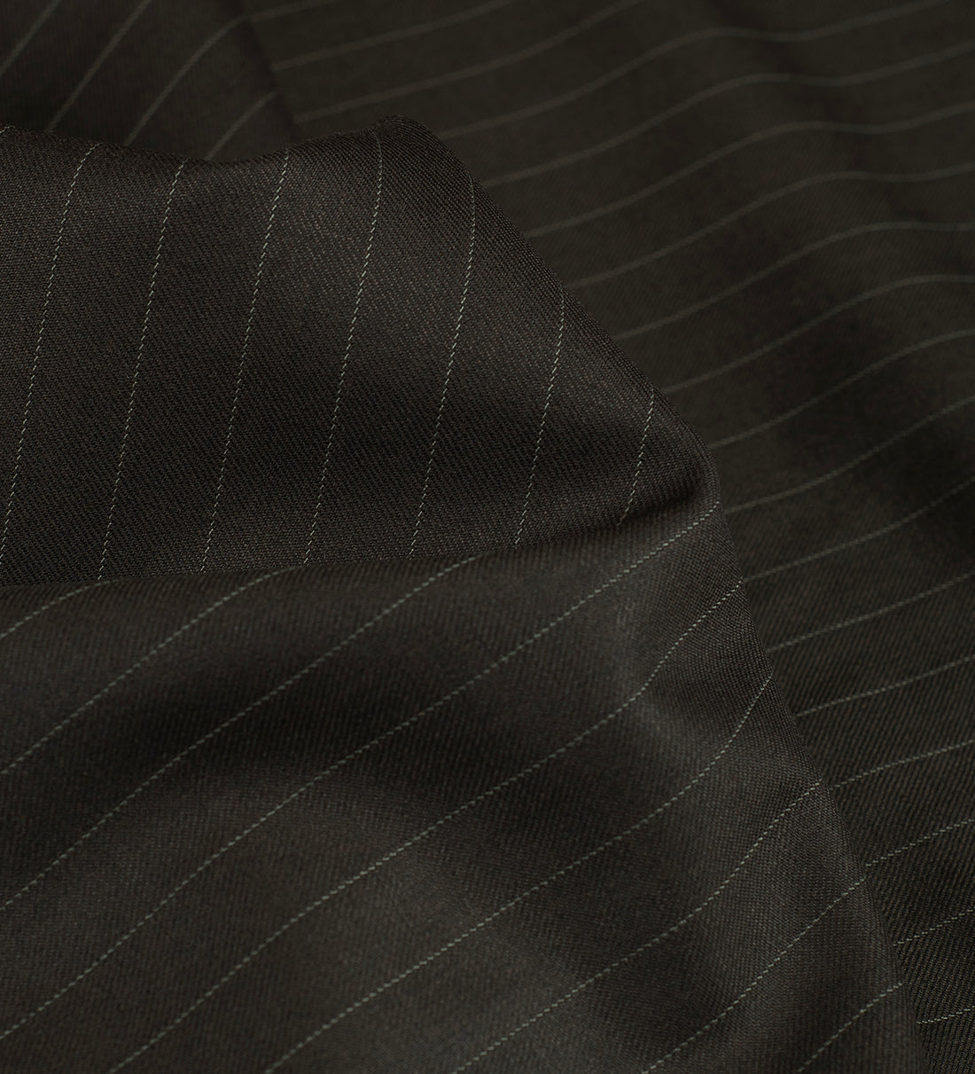 Espresso Pinstripes Super 120's (Unstitched Suiting Fabric)
