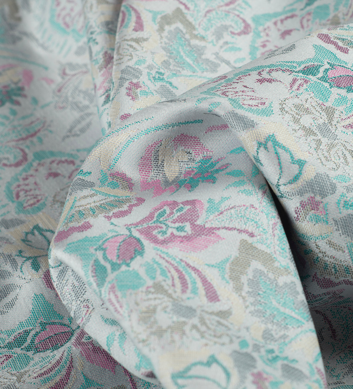 Aqua Bloom Jacquard By Vercelli (Unstitched Ethnic Fabric)