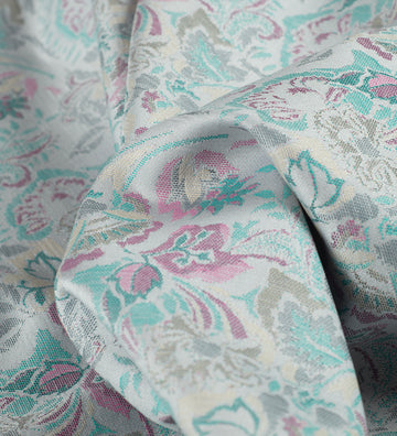 Aqua Bloom Jacquard By Vercelli (Unstitched Ethnic Fabric)