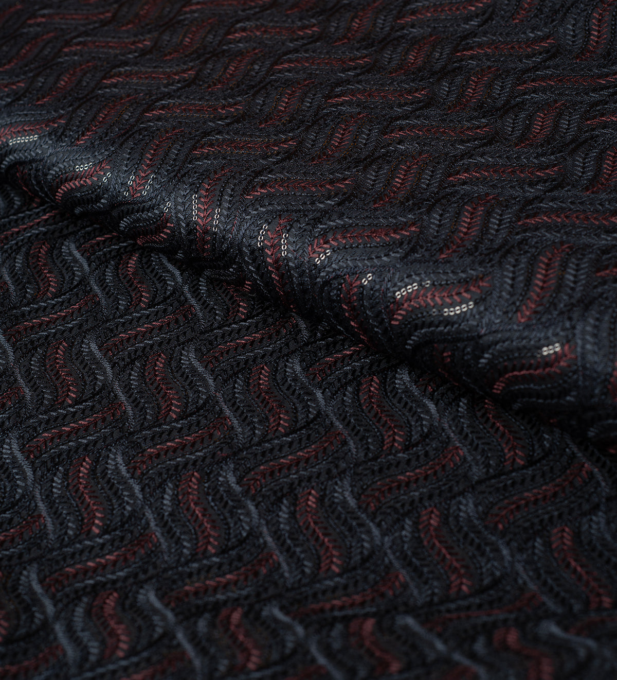 Noir Burgundy Chevron By D&J (Unstitched Ethnic Fabric)