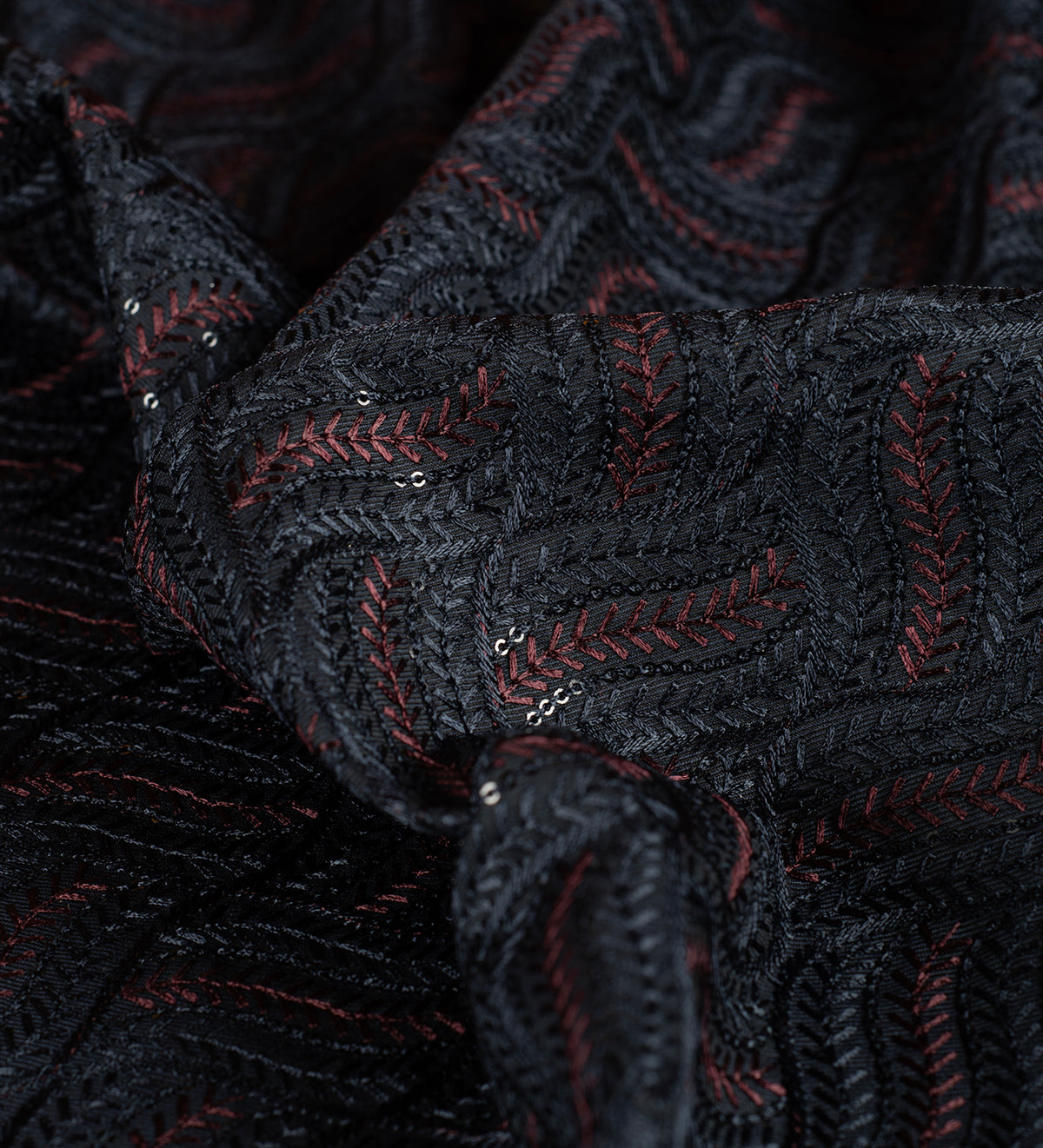 Noir Burgundy Chevron By D&J (Unstitched Ethnic Fabric)