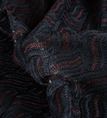 Noir Burgundy Chevron By D&J (Unstitched Ethnic Fabric)
