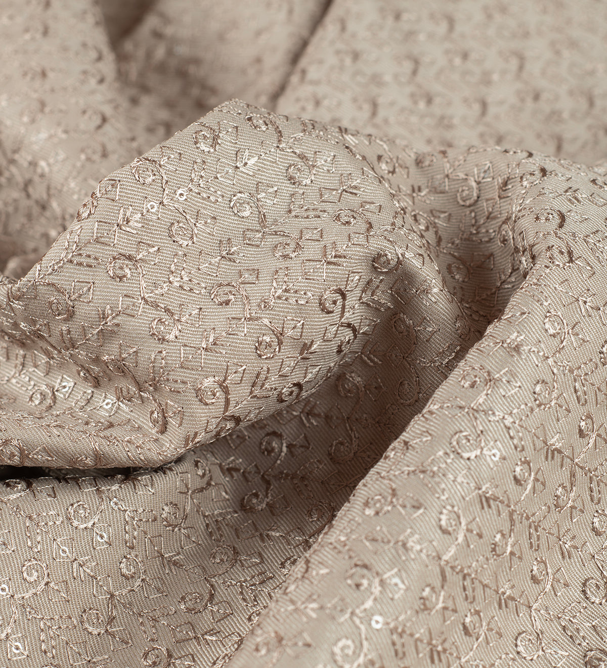 Champagne Beige Jacquard By D&J (Unstitched Ethnic Fabric)