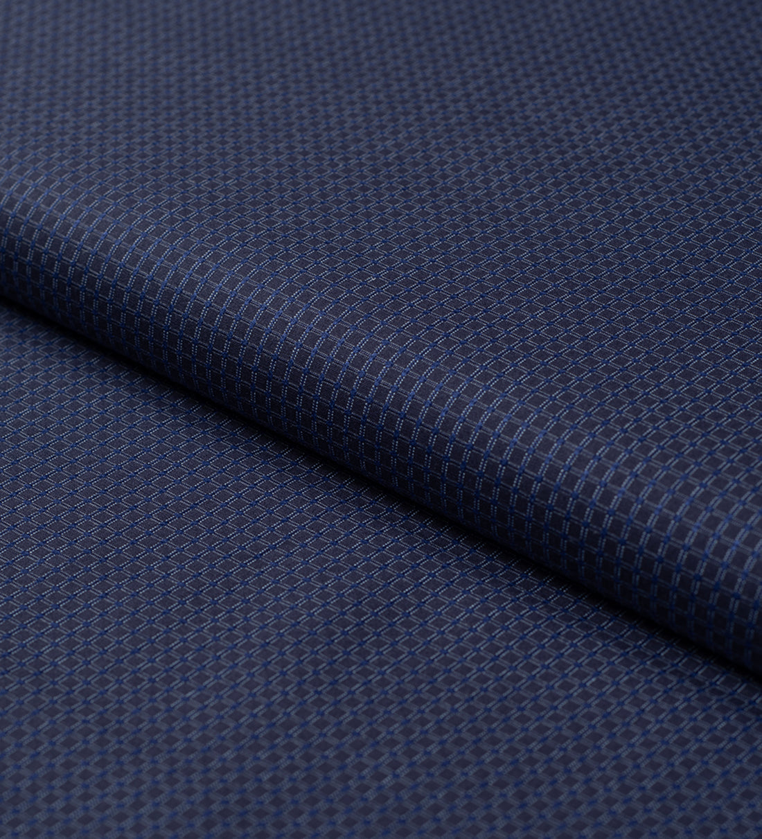 Midnight Azure Grid (Unstitched Shirting Fabric)