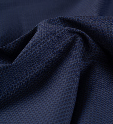 Midnight Azure Grid (Unstitched Shirting Fabric)