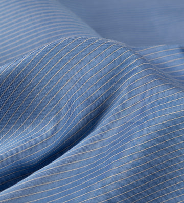 Azure Blue Fine Stripe (Unstitched Shirting Fabric)